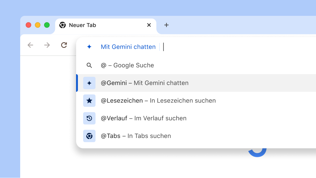 Über die Adressleiste mit Gemini chatten