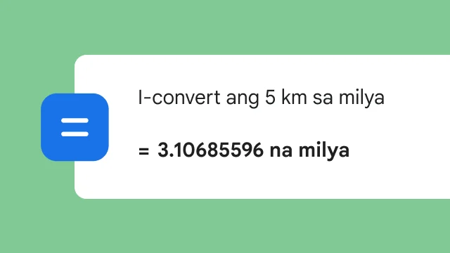 Paghahanap para i-convert ang 5 km sa milya na nagpapakita ng resultang 3.106 na milya.