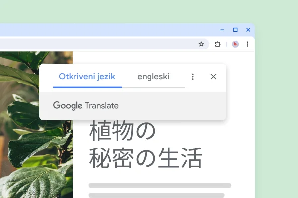 Web-lokacija s biljkama i prevedenim tekstom 'Tajni život biljaka'