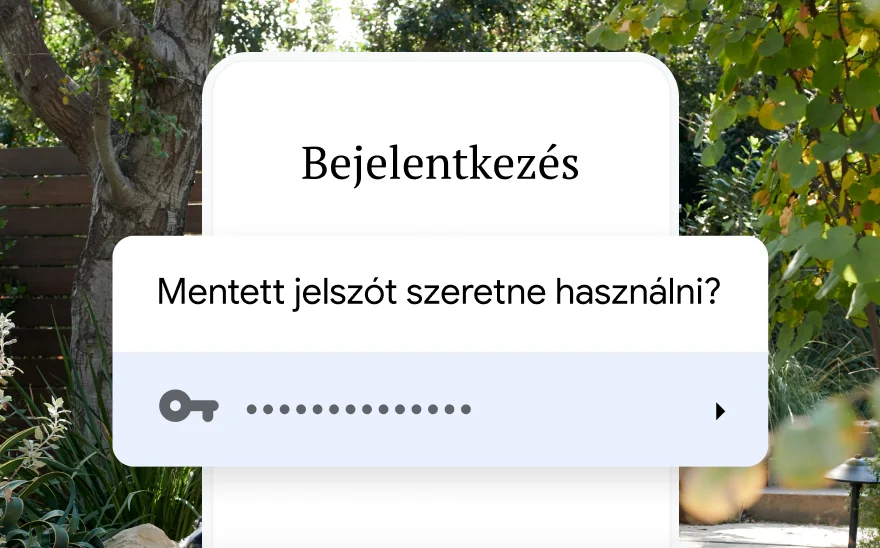 Utazásfoglalás bejelentkező oldala, amely mentett jelszót kér a felhasználótól. A háttér egy természeti témájú kép.