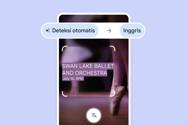 Situs bergambar gerakan balet pointe dengan teks terjemahan yang bertuliskan “Swan Lake ballet and Orchestra, July 16, 8pm”