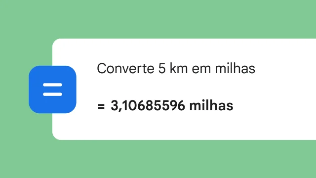 Uma pesquisa para converter 5 km em milhas mostra o resultado de 3,106 milhas.