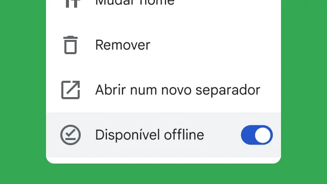 Um botão permite aos utilizadores acederem aos ficheiros enquanto trabalham offline.