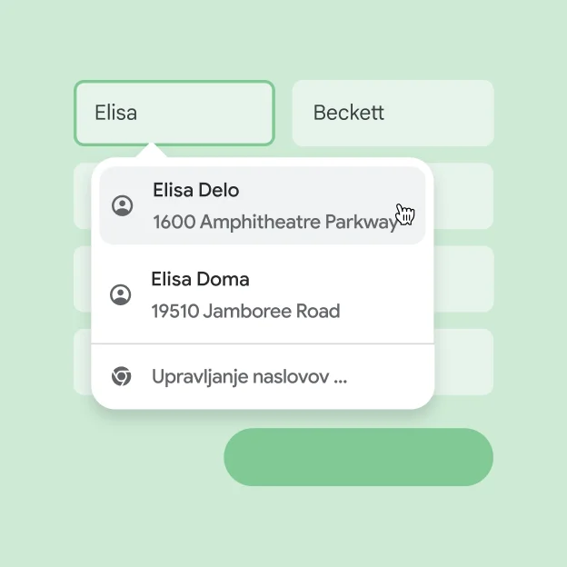Uporabnik lahko takoj vnese svoje ime in naslov v obrazec s funkcijo samodejnega izpolnjevanja.