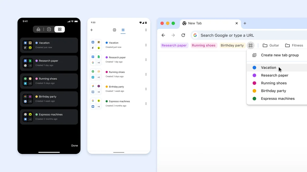 Tab Groups across iOS, Android, and desktop devices